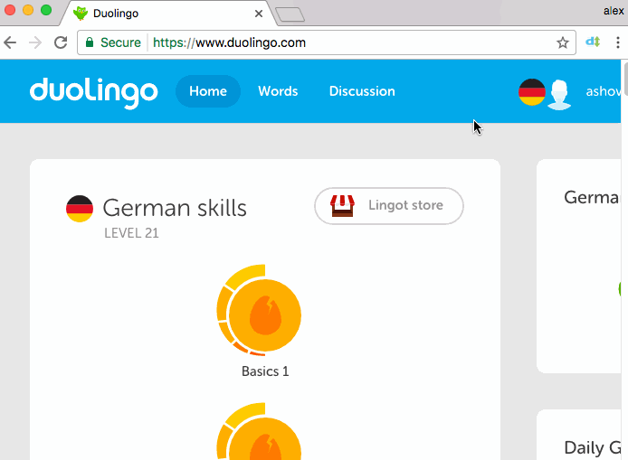 Scrolling automatically on Duolingo